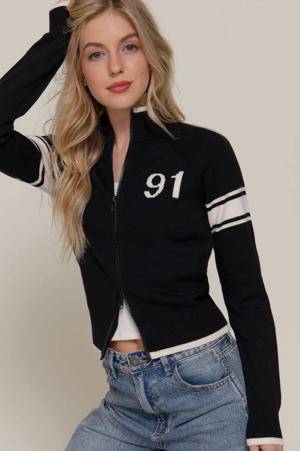 Fannie Zip-Up Sweater Jacket