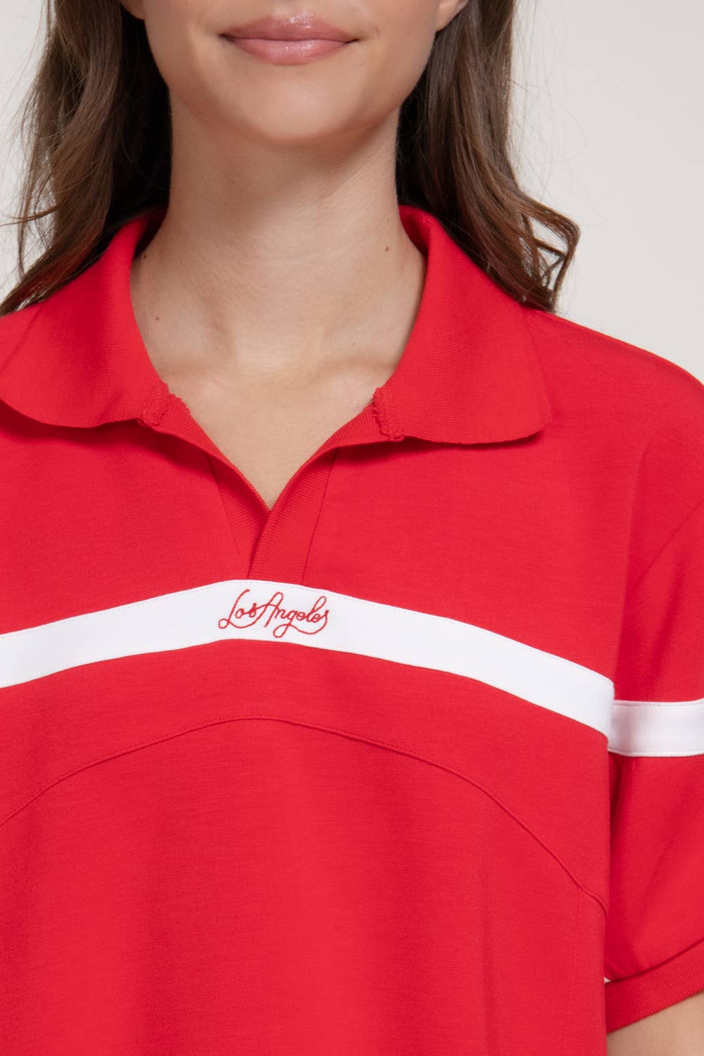 Left on Red Oversized ButterCream Polo