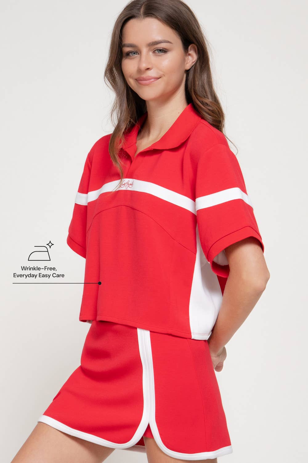 Left on Red Oversized ButterCream Polo