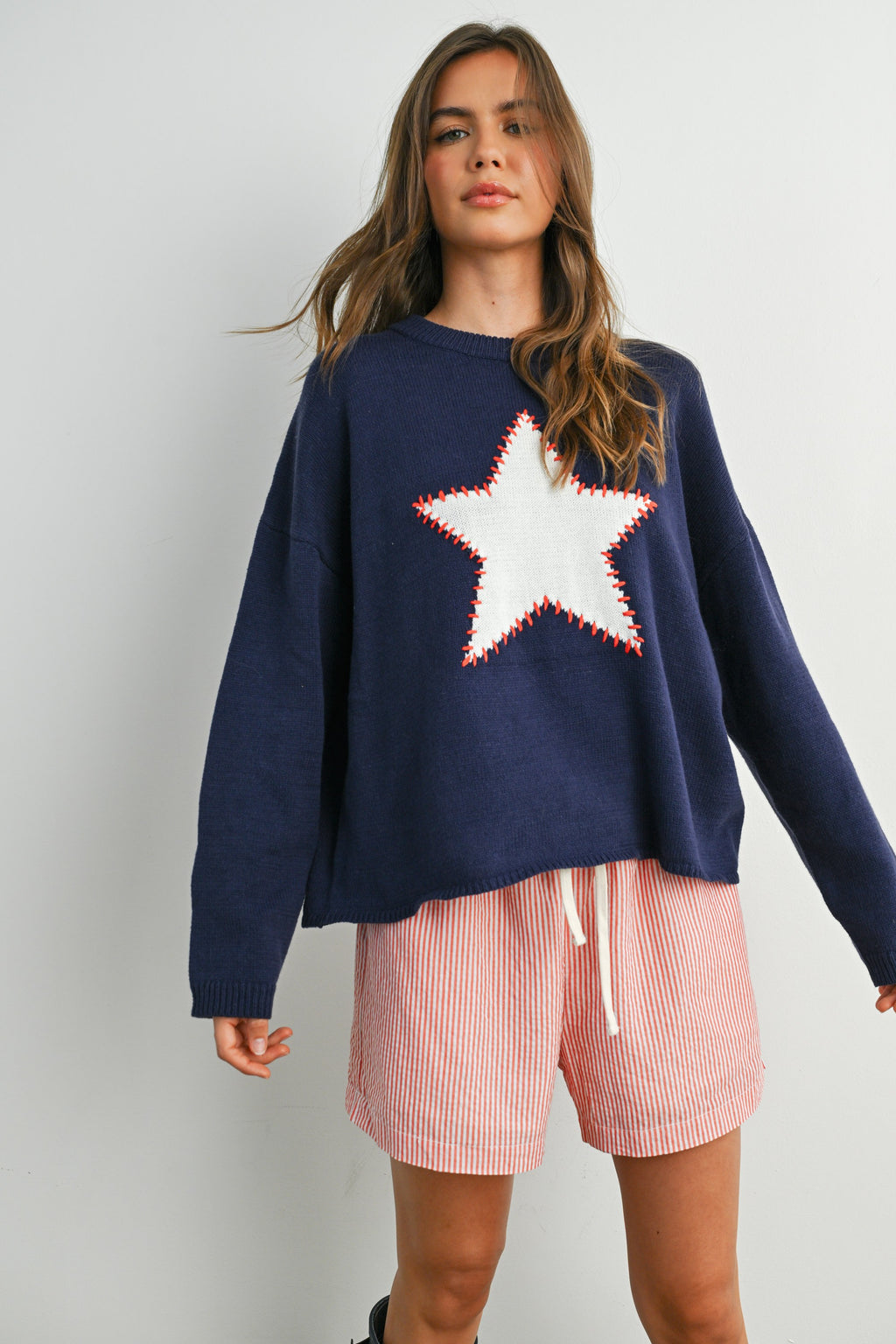 Calou Drop Shoulder Star Sweater